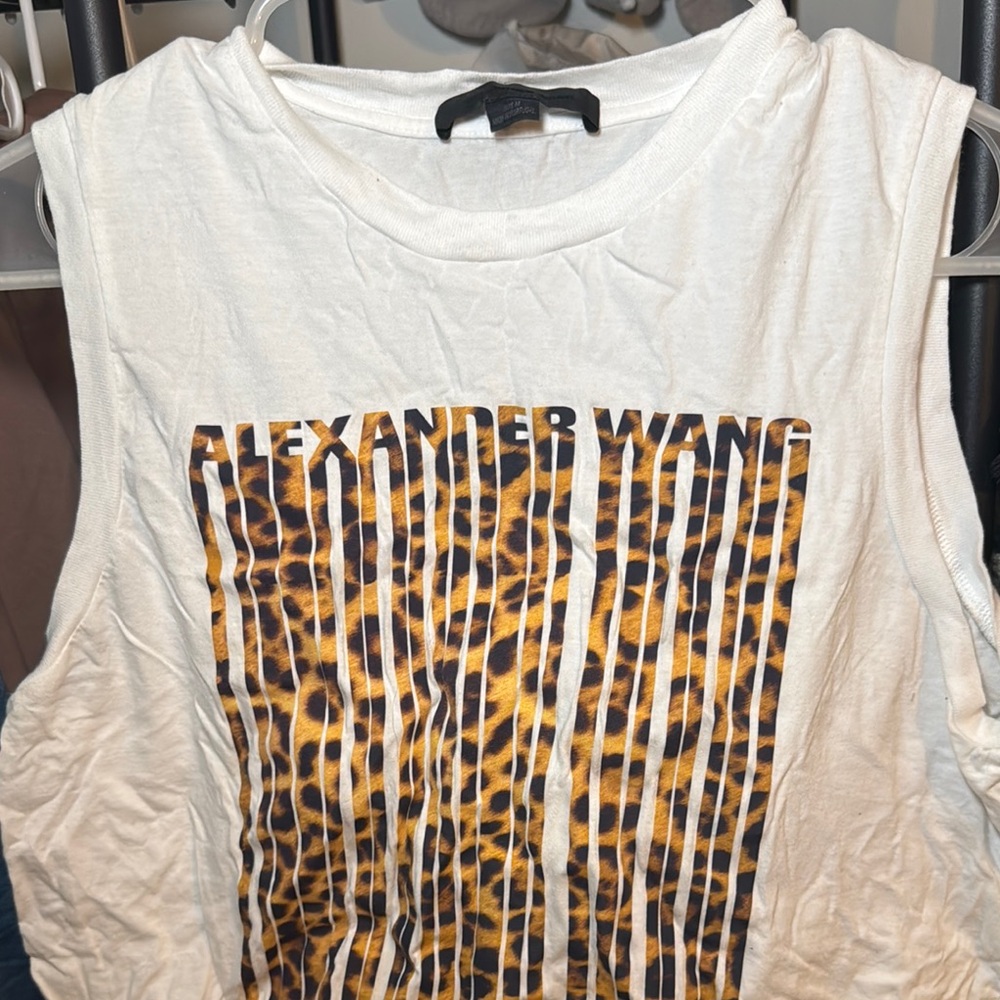 Alexander Wang White Orange Graphic Muscle Tee